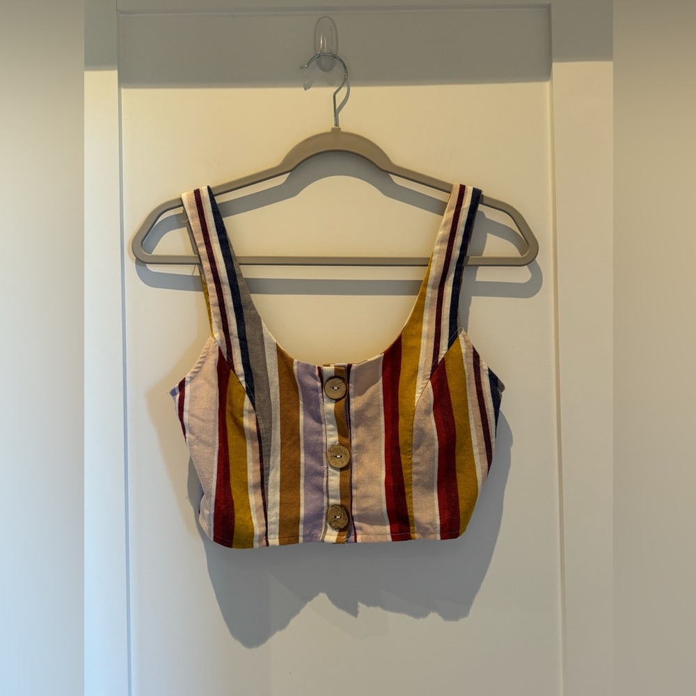 Haute Monde Striped Cropped Tank